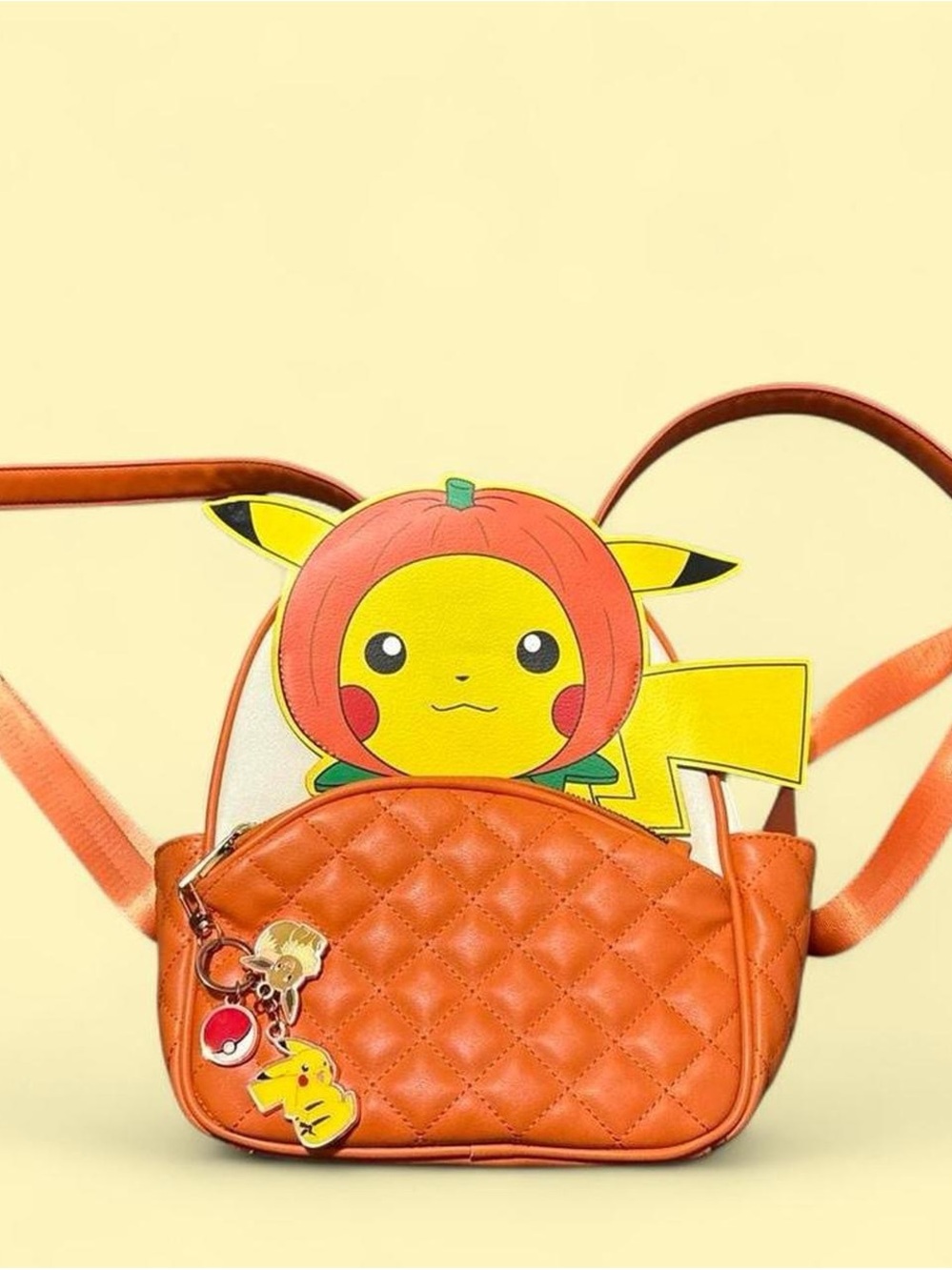 Pokemon Orange Pikachu Pumpkin Quilted Crossbody Bag